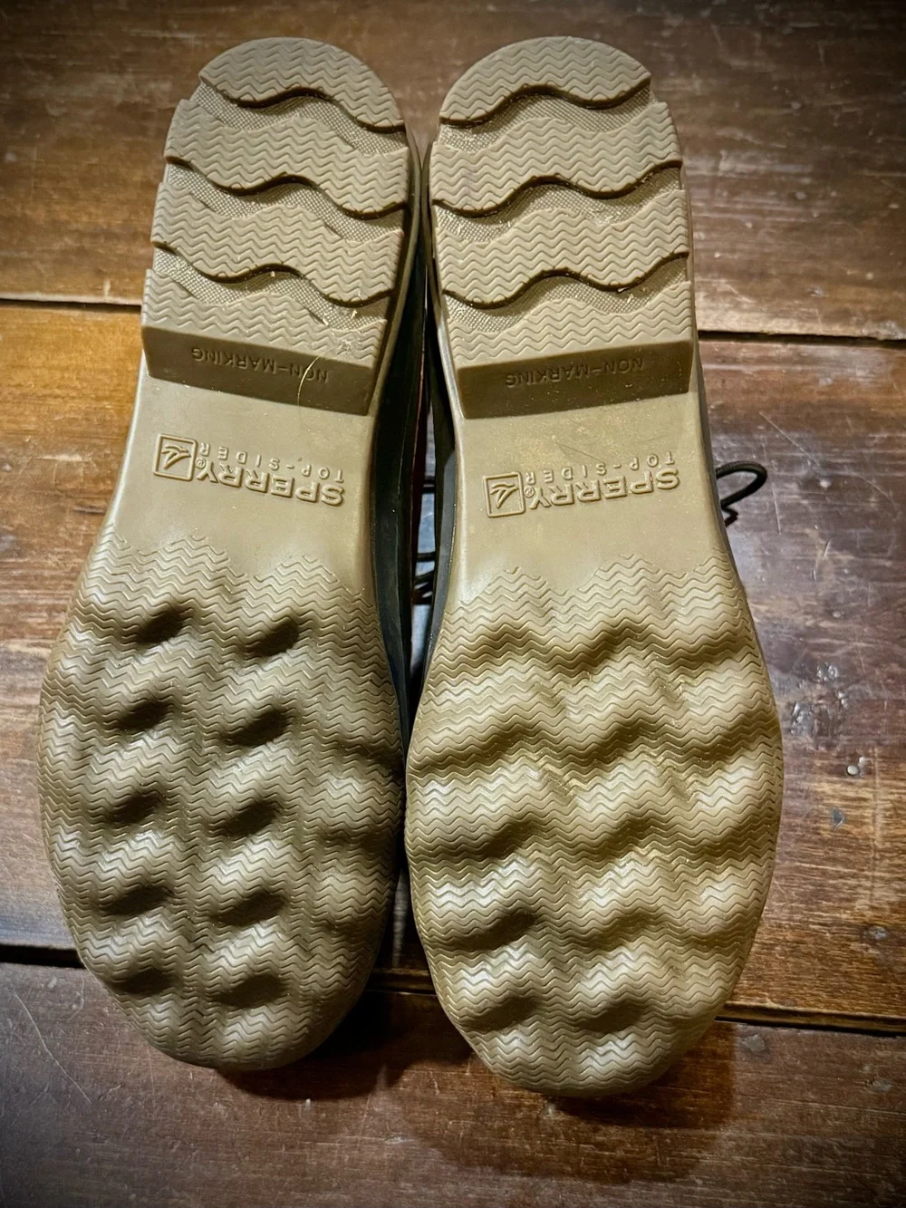 Sperry Brown Leather and Black Rubber Duck Boots Size 10